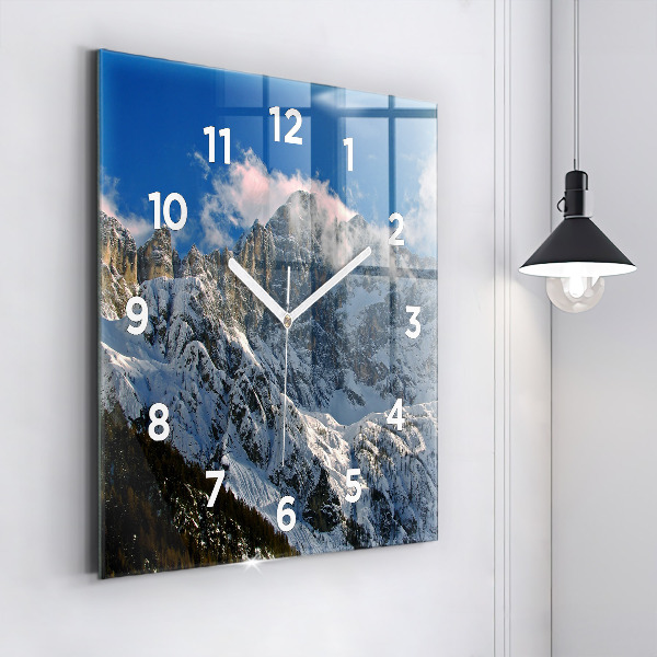 Reloj de pared cuadrado Montañas bajo el cielo azul