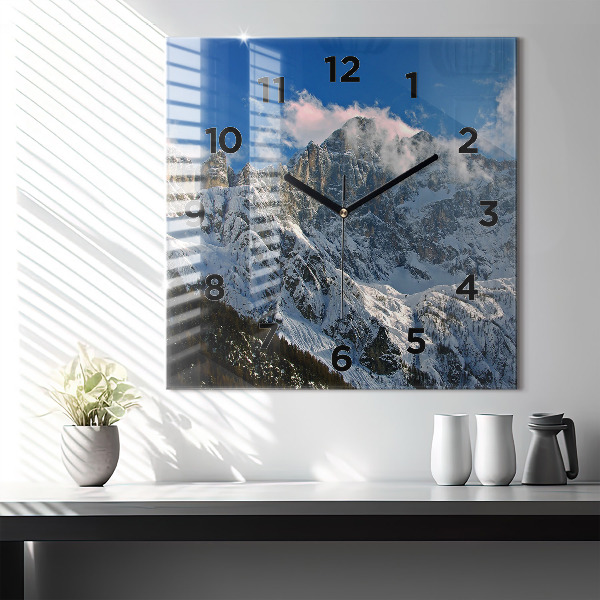 Reloj de pared cuadrado Montañas bajo el cielo azul
