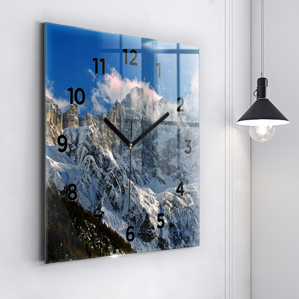 Reloj de pared cuadrado Montañas bajo el cielo azul