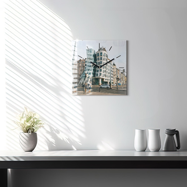 Reloj de pared cuadrado Casa danzante Praga