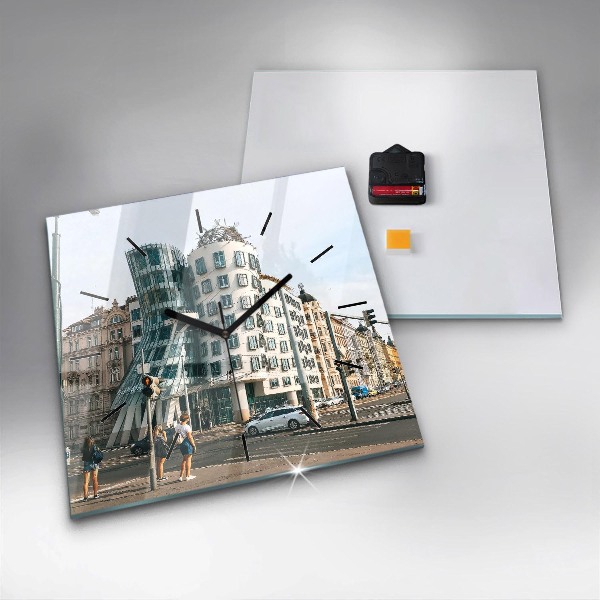 Reloj de pared cuadrado Casa danzante Praga
