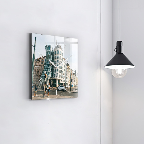 Reloj de pared cuadrado Casa danzante Praga