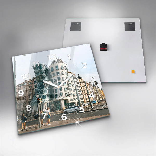 Reloj de pared cuadrado Casa danzante Praga