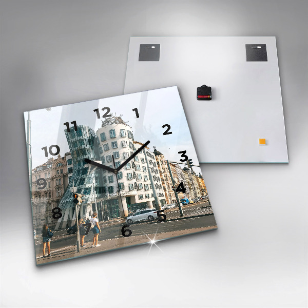 Reloj de pared cuadrado Casa danzante Praga