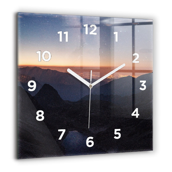 Reloj de pared cuadrado Montañas al atardecer