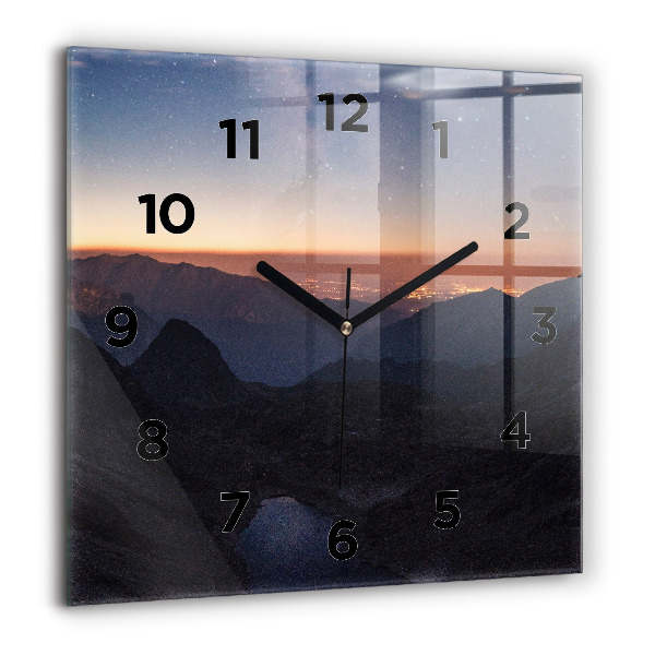 Reloj de pared cuadrado Montañas al atardecer