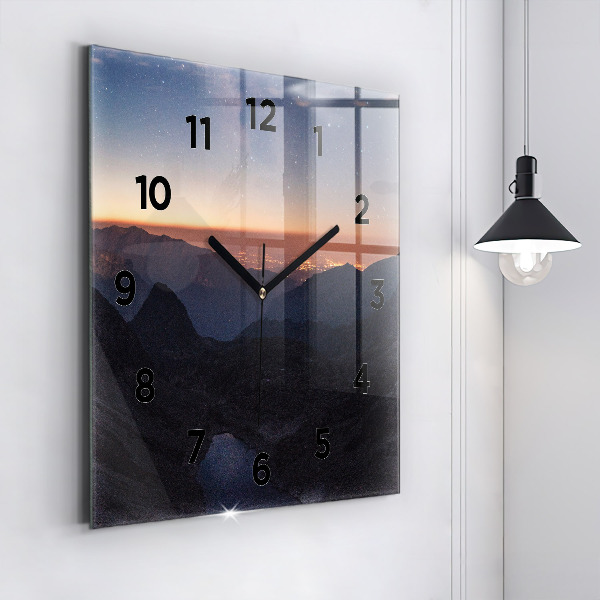 Reloj de pared cuadrado Montañas al atardecer