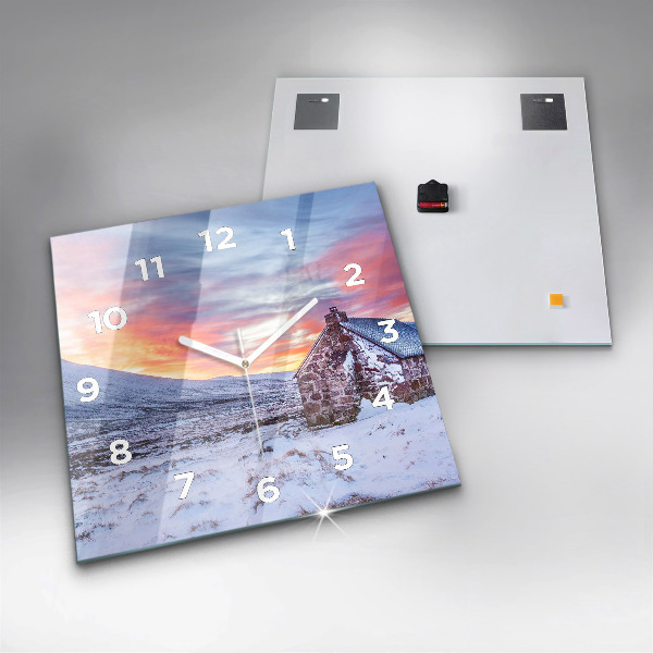 Reloj de pared cuadrado Cabaña en las montañas