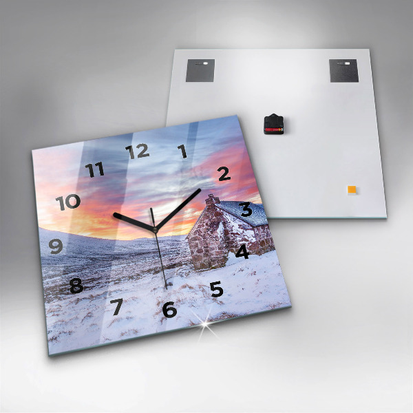 Reloj de pared cuadrado Cabaña en las montañas