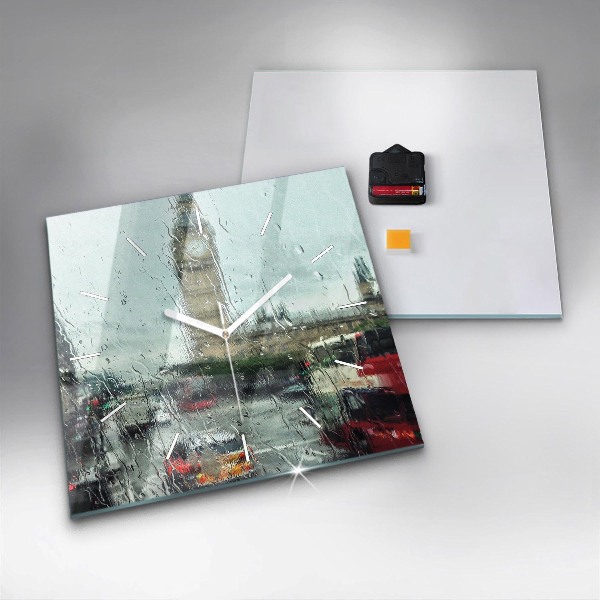 Reloj cuadrado Londres lluvioso
