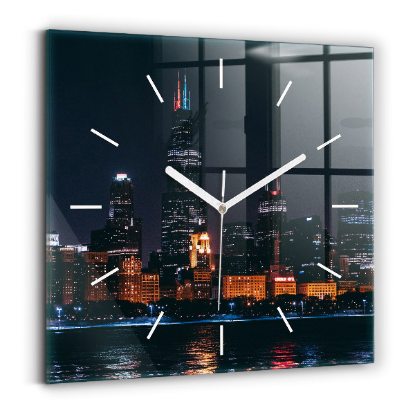 Reloj de pared cuadrado Paisaje urbano de Chicago