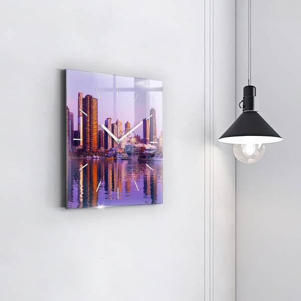 Reloj de pared cuadrado Vista de rascacielos estadounidenses