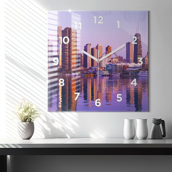 Reloj de pared cuadrado Vista de rascacielos estadounidenses