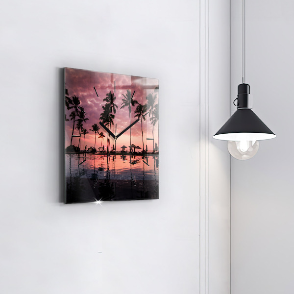 Reloj de pared cuadrado Palmeras en Hawai