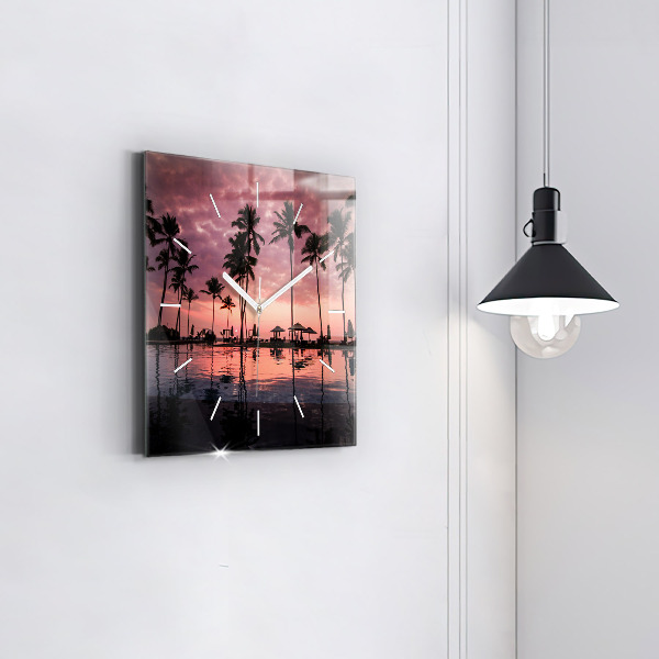 Reloj de pared cuadrado Palmeras en Hawai