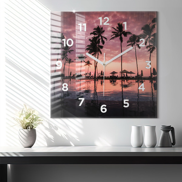 Reloj de pared cuadrado Palmeras en Hawai