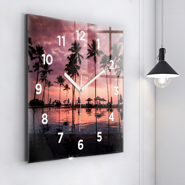 Reloj de pared cuadrado Palmeras en Hawai