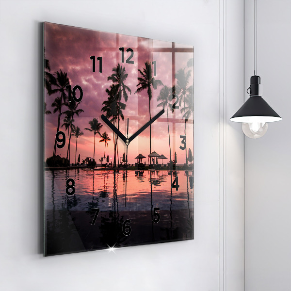 Reloj de pared cuadrado Palmeras en Hawai