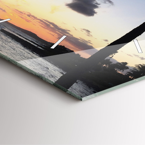 Reloj cuadrado Palmera y amanecer