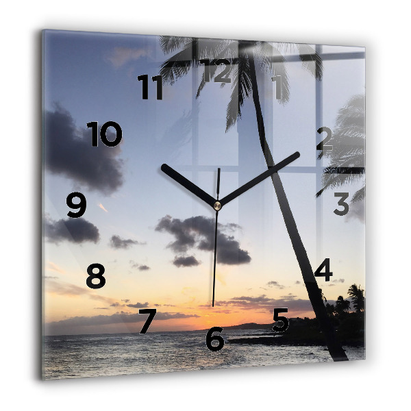 Reloj cuadrado Palmera y amanecer