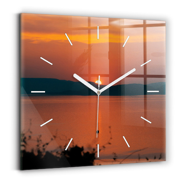 Reloj de pared cuadrado Lago Balaton al atardecer