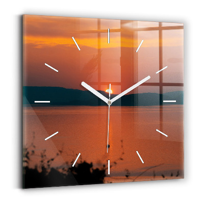 Reloj de pared cuadrado Lago Balaton al atardecer