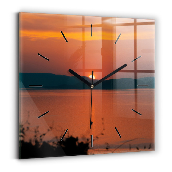 Reloj de pared cuadrado Lago Balaton al atardecer