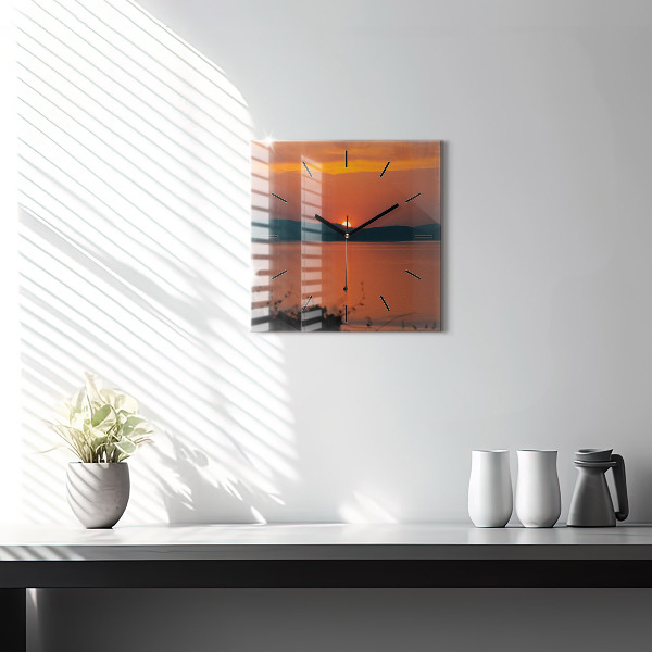 Reloj de pared cuadrado Lago Balaton al atardecer