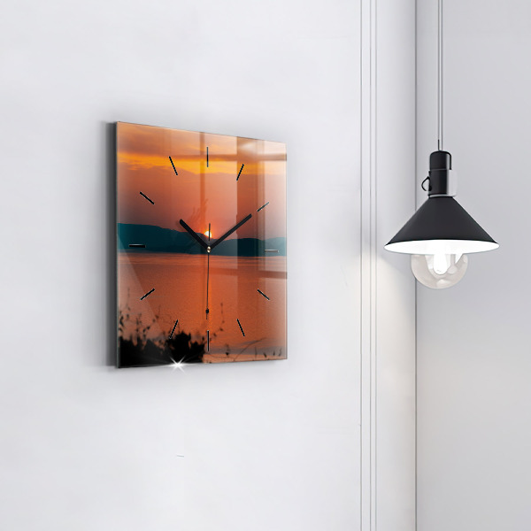 Reloj de pared cuadrado Lago Balaton al atardecer