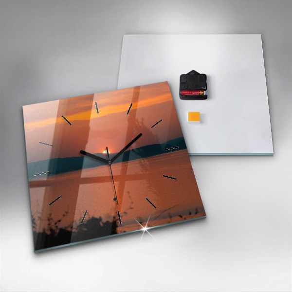 Reloj de pared cuadrado Lago Balaton al atardecer
