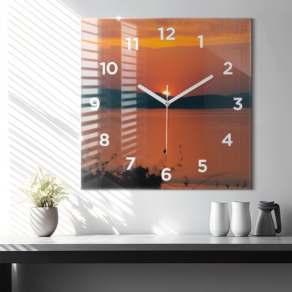 Reloj de pared cuadrado Lago Balaton al atardecer