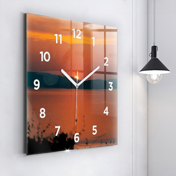 Reloj de pared cuadrado Lago Balaton al atardecer