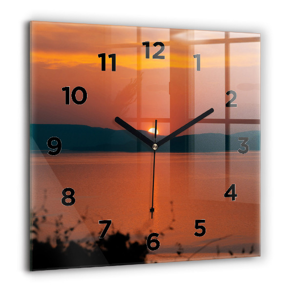 Reloj de pared cuadrado Lago Balaton al atardecer