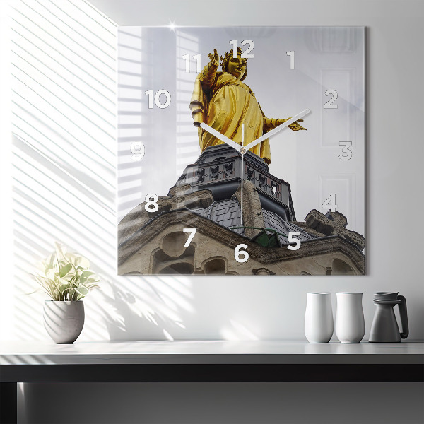 Reloj cuadrado Estatua de Nuestra Señora en Lyon