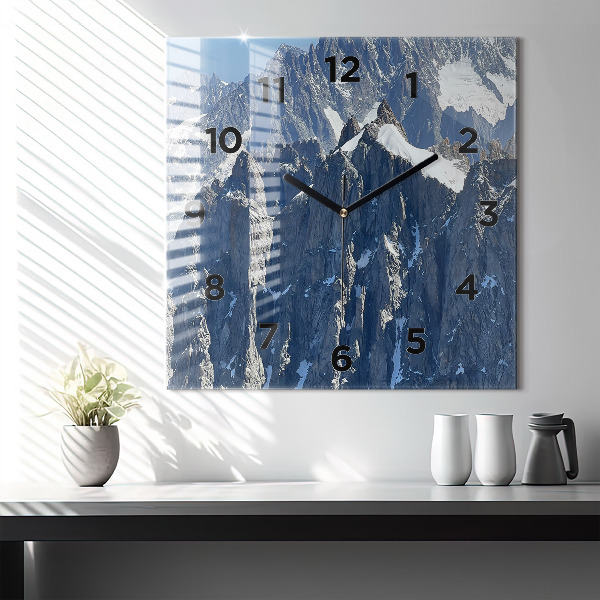 Reloj de pared cuadrado Los Alpes en invierno