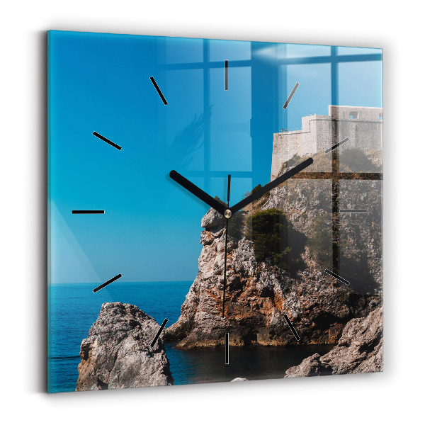 Reloj de pared cuadrado Acantilados de Dubrovnik