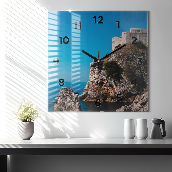 Reloj de pared cuadrado Acantilados de Dubrovnik