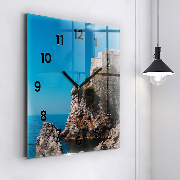Reloj de pared cuadrado Acantilados de Dubrovnik