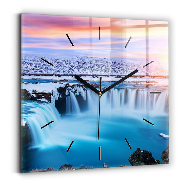 Reloj de pared cuadrado Cascada de Godafoss Islandia