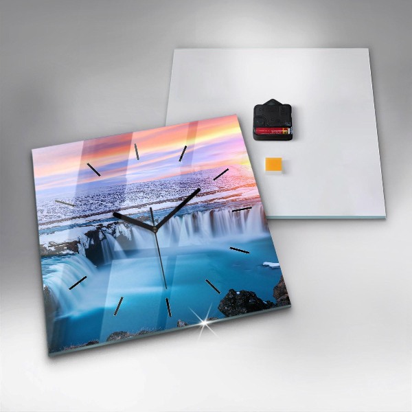 Reloj de pared cuadrado Cascada de Godafoss Islandia