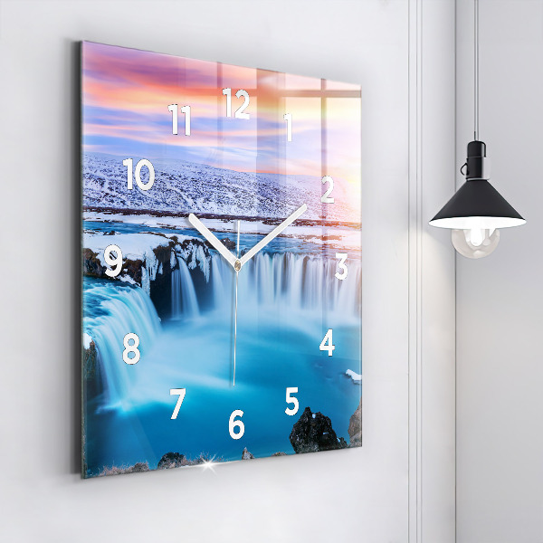 Reloj de pared cuadrado Cascada de Godafoss Islandia