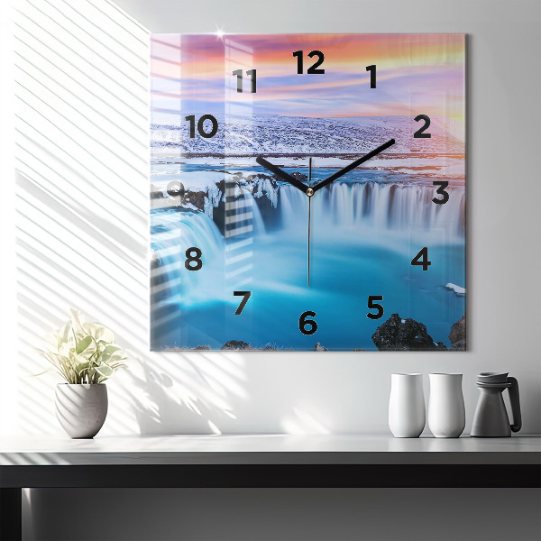 Reloj de pared cuadrado Cascada de Godafoss Islandia