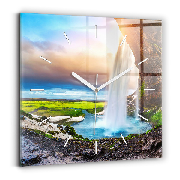 Reloj de pared cuadrado Cascada en Islandia