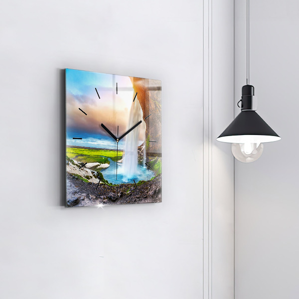 Reloj de pared cuadrado Cascada en Islandia
