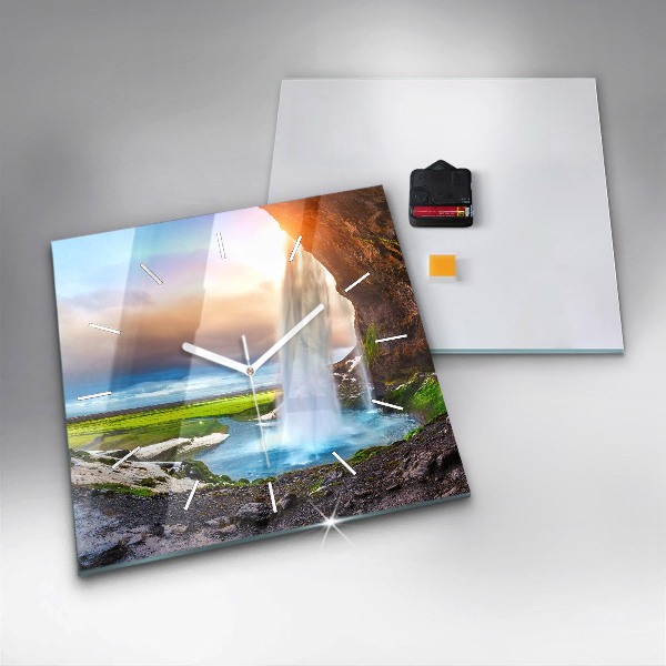 Reloj de pared cuadrado Cascada en Islandia