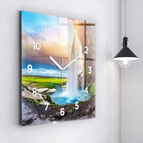 Reloj de pared cuadrado Cascada en Islandia