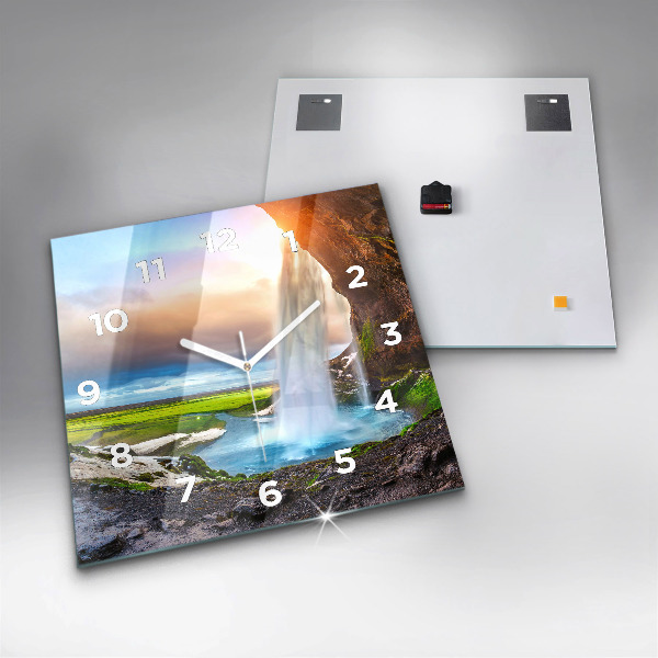 Reloj de pared cuadrado Cascada en Islandia