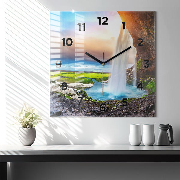 Reloj de pared cuadrado Cascada en Islandia