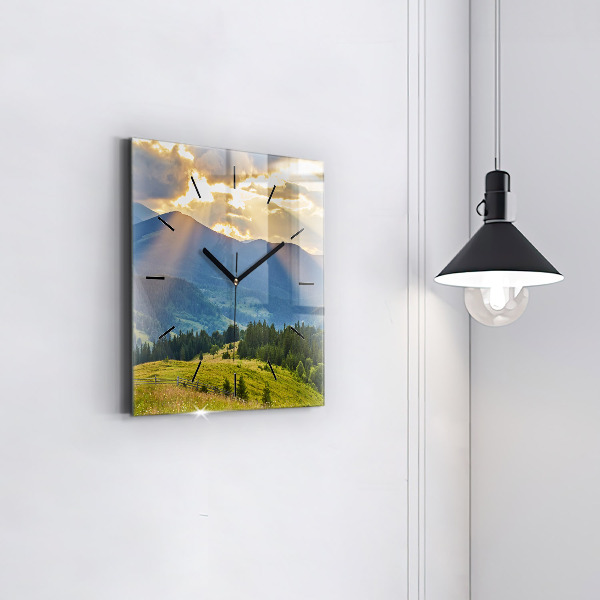 Reloj de pared cuadrado Paisaje con bosques