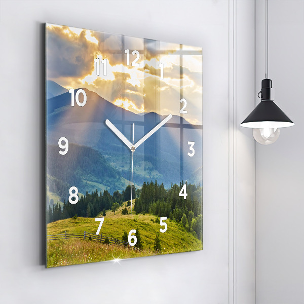 Reloj de pared cuadrado Paisaje con bosques